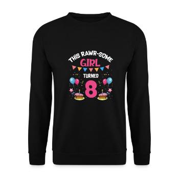 Parasaurolophus Girls Design Birthday Party - Unisex Sweatshirt - black - Front - Alina (178cm) & Michal (187cm)
