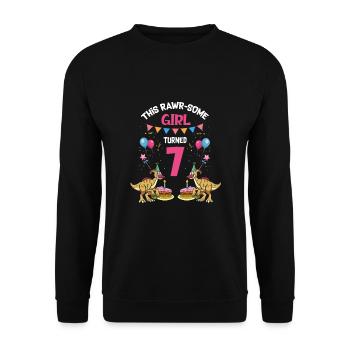 Parasaurolophus Kids Design Dinosaurs - Unisex Sweatshirt - black - Front - Alina (178cm) & Michal (187cm)