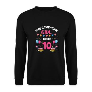 Parasaurolophus Girls Design Birthday Party - Unisex Sweatshirt - black - Front - Alina (178cm) & Michal (187cm)