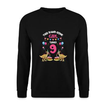 Parasaurolophus Kids Design Dinosaurs - Unisex Sweatshirt - black - Front - Alina (178cm) & Michal (187cm)