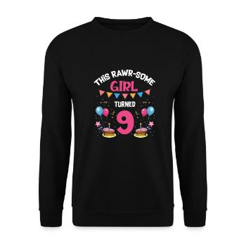 Parasaurolophus Girls Design Birthday Party - Unisex Sweatshirt - black - Front - Alina (178cm) & Michal (187cm)
