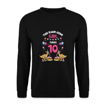 Parasaurolophus Kids Design Dinosaurs - Unisex Sweatshirt - black - Front - Alina (178cm) & Michal (187cm)