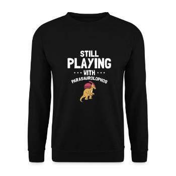 Dinosaurier Motif für Paläontologen - Unisex Pullover - Schwarz - Vorne - Alina (178cm) & Michal (187cm)