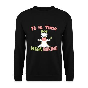 It is time for vegan baking! - Unisex Pullover - Schwarz - Vorne - Alina (178cm) & Michal (187cm)