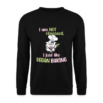 I am not obsessed! I just like Vegan Baking - Unisex Pullover - Schwarz - Vorne - Alina (178cm) & Michal (187cm)