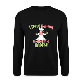 Vegan Baking makes me Happy! - Unisex Pullover - Schwarz - Vorne - Alina (178cm) & Michal (187cm)
