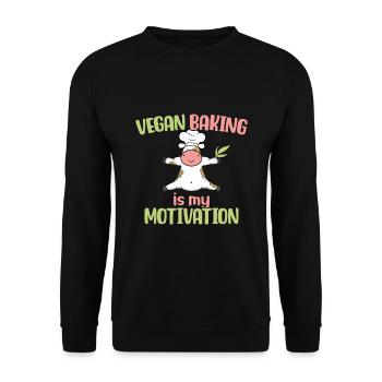 Vegan Baking is my Motivation - Unisex Pullover - Schwarz - Vorne - Alina (178cm) & Michal (187cm)