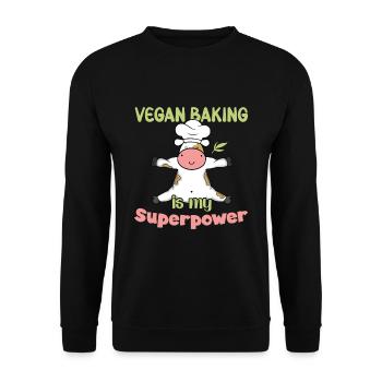 Vegan Baking is my Superpower - Unisex Pullover - Schwarz - Vorne - Alina (178cm) & Michal (187cm)