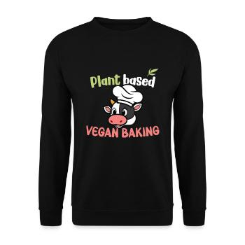 Plant based - Vegan Baking - Unisex Pullover - Schwarz - Vorne - Alina (178cm) & Michal (187cm)