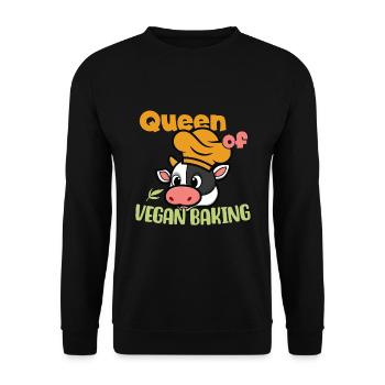 Queen of Vegan Baking - Unisex Pullover - Schwarz - Vorne - Alina (178cm) & Michal (187cm)