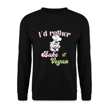 I'd rather bake vegan - Unisex Pullover - Schwarz - Vorne - Alina (178cm) & Michal (187cm)