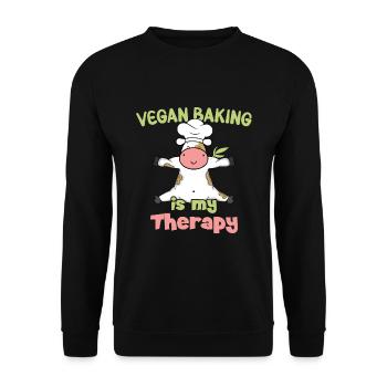 Vegan Baking is my Therapy - Unisex Pullover - Schwarz - Vorne - Alina (178cm) & Michal (187cm)
