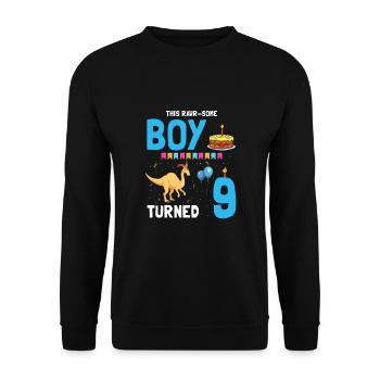 Parasaurolophus Boys Design Birthday Party - Unisex Sweatshirt - black - Front - Alina (178cm) & Michal (187cm)