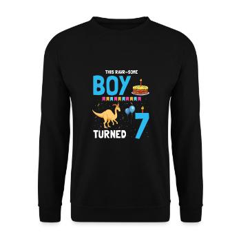 Parasaurolophus Boys Design Birthday Party - Unisex Sweatshirt - black - Front - Alina (178cm) & Michal (187cm)