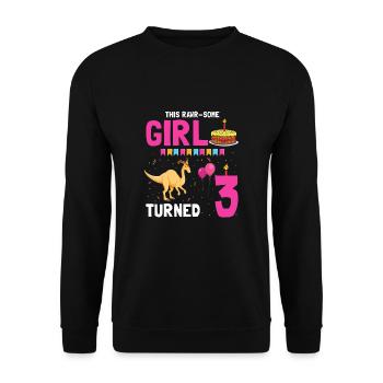 Parasaurolophus Girls Design Birthday Party - Unisex Sweatshirt - black - Front - Alina (178cm) & Michal (187cm)