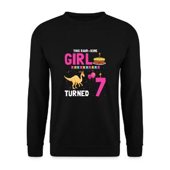 Parasaurolophus Girls Design Birthday Party - Unisex Sweatshirt - black - Front - Alina (178cm) & Michal (187cm)