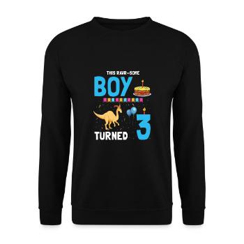 Parasaurolophus Boys Design Birthday Party - Unisex Sweatshirt - black - Front - Alina (178cm) & Michal (187cm)