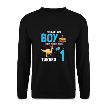 Parasaurolophus Boys Design Birthday Party - Unisex Sweatshirt - black - Front - Alina (178cm) & Michal (187cm)
