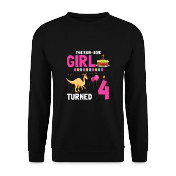 Parasaurolophus Design Dinosaur Birthday - Unisex Sweatshirt - black - Front - Alina (178cm) & Michal (187cm)