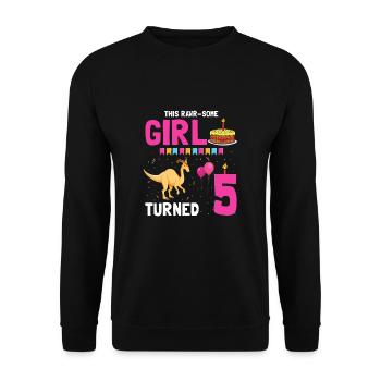 Parasaurolophus Girls Design Birthday Party - Unisex Sweatshirt - black - Front - Alina (178cm) & Michal (187cm)