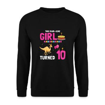 Parasaurolophus Kids Design Dinosaurs - Unisex Sweatshirt - black - Front - Alina (178cm) & Michal (187cm)