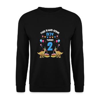 Parasaurolophus Boys Design Birthday Party - Unisex Sweatshirt - black - Front - Alina (178cm) & Michal (187cm)