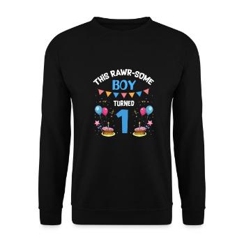 Parasaurolophus Design Dinosaur Birthday - Unisex Sweatshirt - black - Front - Alina (178cm) & Michal (187cm)