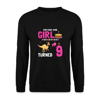 Parasaurolophus Girls Design Birthday Party - Unisex Sweatshirt - black - Front - Alina (178cm) & Michal (187cm)