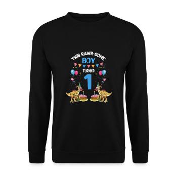 Parasaurolophus Boys Design Birthday Party - Unisex Sweatshirt - black - Front - Alina (178cm) & Michal (187cm)
