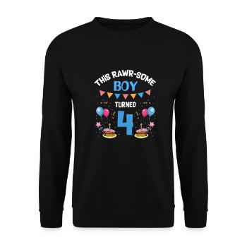 Parasaurolophus Design Dinosaur Birthday - Unisex Sweatshirt - black - Front - Alina (178cm) & Michal (187cm)