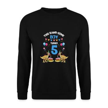Parasaurolophus Boys Design Birthday Party - Unisex Sweatshirt - black - Front - Alina (178cm) & Michal (187cm)