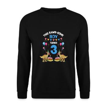 Parasaurolophus Boys Design Birthday Party - Unisex Sweatshirt - black - Front - Alina (178cm) & Michal (187cm)