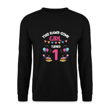 Parasaurolophus Design Dinosaur Birthday - Unisex Sweatshirt - black - Front - Alina (178cm) & Michal (187cm)