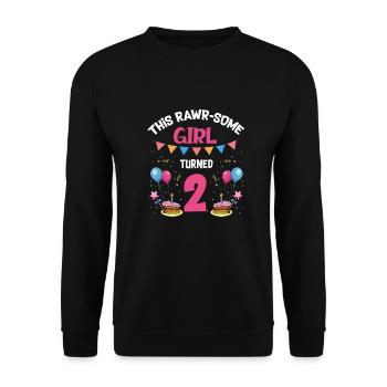 Parasaurolophus Kids Design Dinosaurs - Unisex Sweatshirt - black - Front - Alina (178cm) & Michal (187cm)