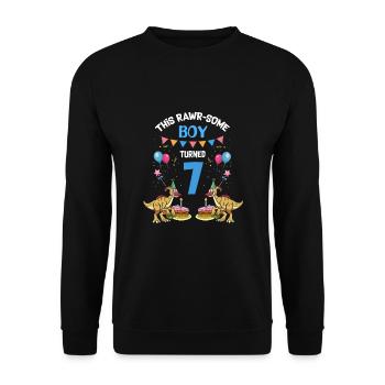 Parasaurolophus Boys Design Birthday Party - Unisex Sweatshirt - black - Front - Alina (178cm) & Michal (187cm)