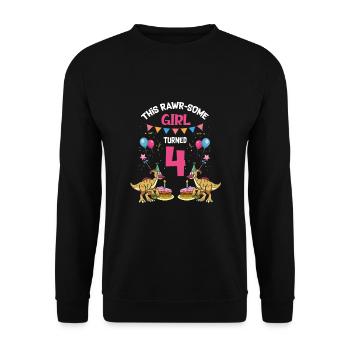 Parasaurolophus Girls Design Birthday Party - Unisex Sweatshirt - black - Front - Alina (178cm) & Michal (187cm)