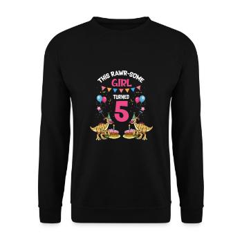 Parasaurolophus Girls Design Birthday Party - Unisex Sweatshirt - black - Front - Alina (178cm) & Michal (187cm)