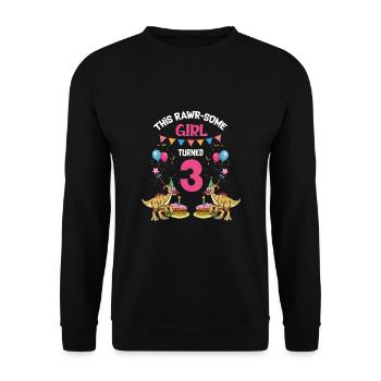 Parasaurolophus Girls Design Birthday Party - Unisex Sweatshirt - black - Front - Alina (178cm) & Michal (187cm)