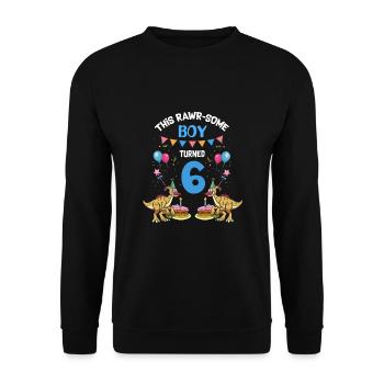 Parasaurolophus Boys Design Birthday Party - Unisex Sweatshirt - black - Front - Alina (178cm) & Michal (187cm)