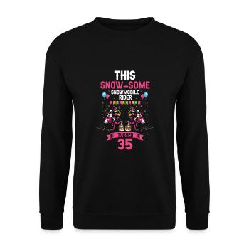 Conception de motoneige pour l’anniversaire des skieurs - Sweat-shirt Unisexe - noir - Devant - Alina (178cm) & Michal (187cm)