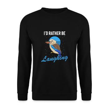 Kookaburra Design und Lachender Vogel - Unisex Pullover - Schwarz - Vorne - Alina (178cm) & Michal (187cm)