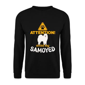 Aufmerksamkeit! Meide meine Samojeden! - Unisex Pullover - Schwarz - Vorne - Alina (178cm) & Michal (187cm)