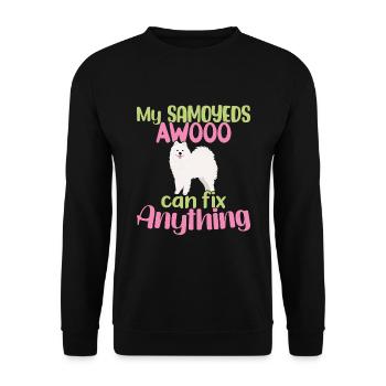 My Samoyeds AWOOO can fix Anything - Unisex Sweatshirt - black - Front - Alina (178cm) & Michal (187cm)