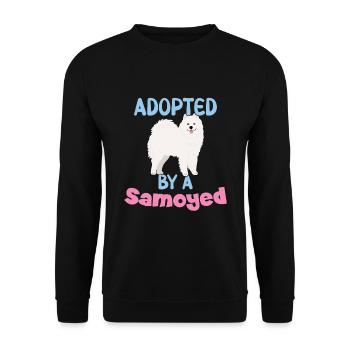 Von einem Samojeden adoptiert - Unisex Pullover - Schwarz - Vorne - Alina (178cm) & Michal (187cm)