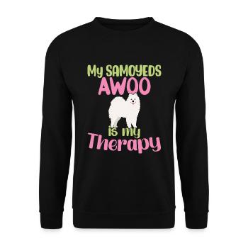 My Samoyeds AWOOO is my Therapy - Unisex Sweatshirt - black - Front - Alina (178cm) & Michal (187cm)