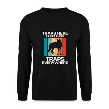 Kojoten Design für Kojotentöter - Unisex Pullover - Schwarz - Vorne - Alina (178cm) & Michal (187cm)