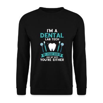 Orthodontic technician and dental laboratory - Unisex Sweatshirt - black - Front - Alina (178cm) & Michal (187cm)