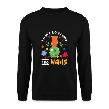 Je ne fais pas de théâtre Je fais des ongles Nail Tech - Sweat-shirt Unisexe - noir - Devant - Alina (178cm) & Michal (187cm)