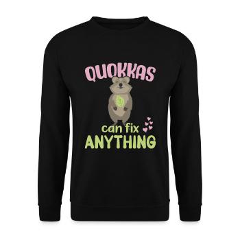 Quokkas peut tout réparer - Sourire Quokka - Sweat-shirt Unisexe - noir - Devant - Alina (178cm) & Michal (187cm)