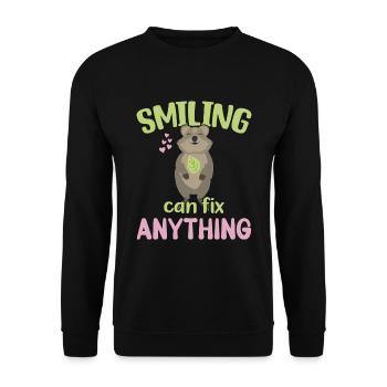 Sourire peut tout réparer - Grinning Quokka - Sweat-shirt Unisexe - noir - Devant - Alina (178cm) & Michal (187cm)